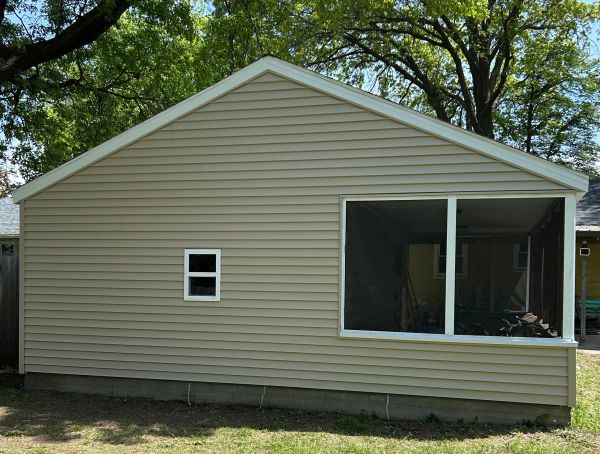Screened porch and siding window