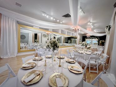 Wedding Reception, Party Hall, White and Gold Wedding, Palos Verdes, Event Planner, Florist