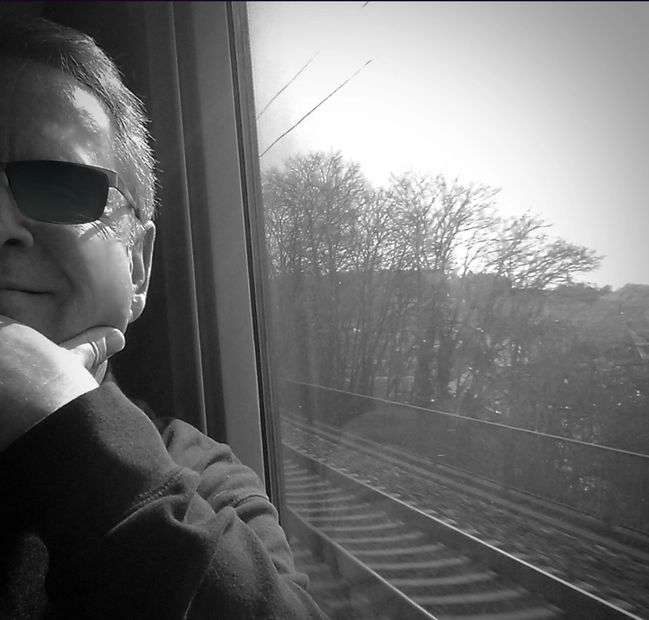 Jafe, riding the rails in southern Germany.