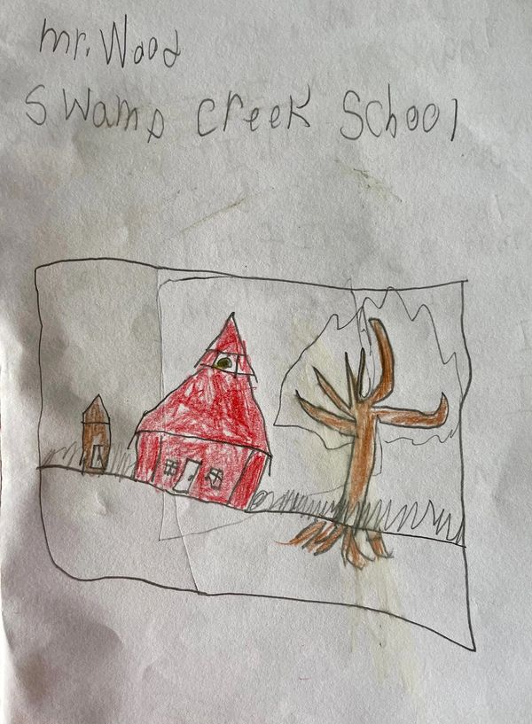 A thank you drawing from a student visitor to the schoolhouse