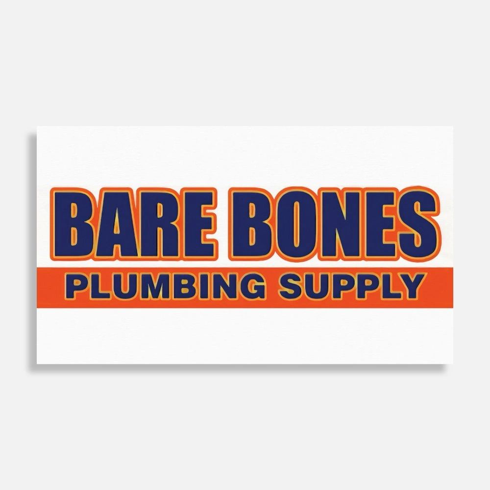 Logo of Bare Bones Plumbing Supply in bold blue and orange.