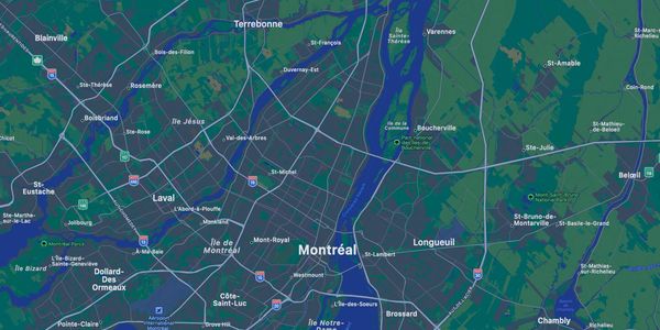 la map de Montréal et les environs