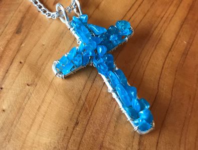 Neon Apatite Pendant Necklace on a Silver Chain.