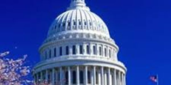 The United States Capitol dome under a clear blue sky.