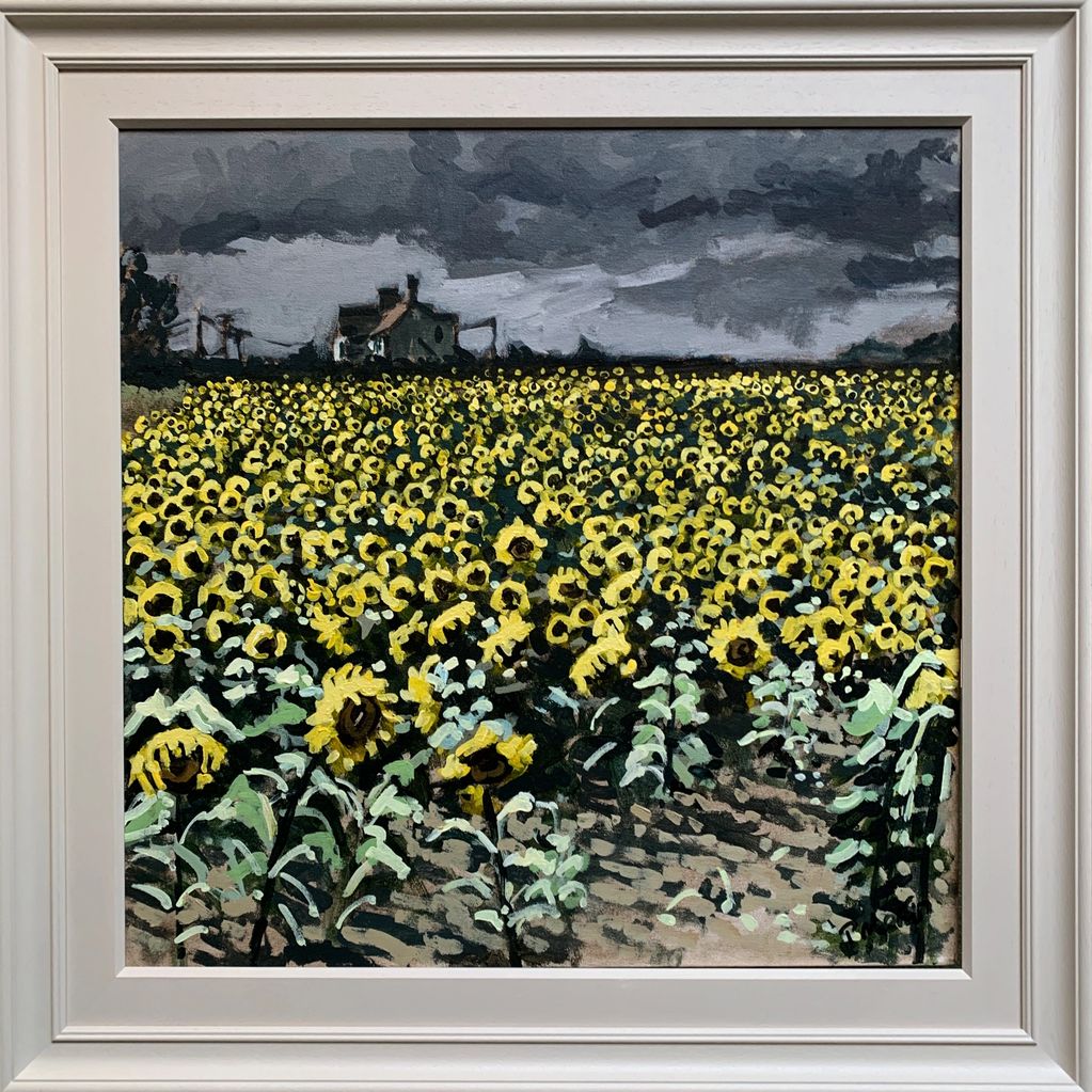 Sunflowers at Burton Lazars Farm (Stormy Sky)
Acrylic on canvas
30" x 30"
Framed