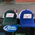 Blue and green trucker hats.
