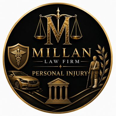 Millan Law Firm personal injury logo in gold and black.