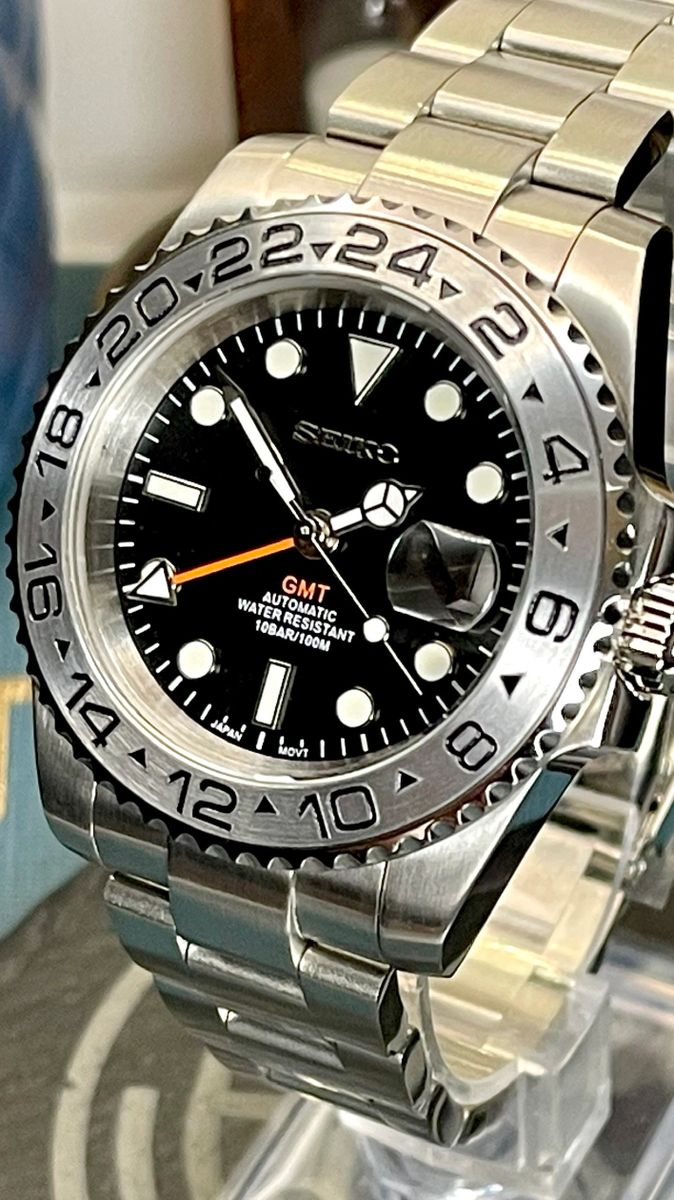 JayJMods NH34 GMT Black or White Dial with Orange GMT in Stainless Steel  Homage