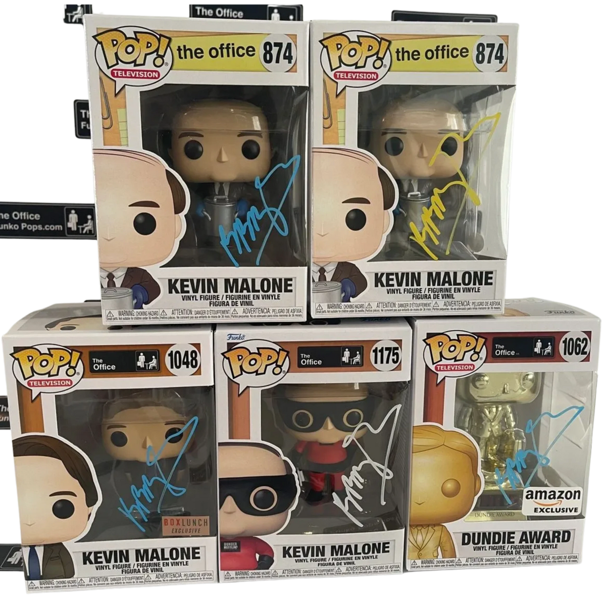 IN STOCK, AUTOGRAPHED BRIAN BAUMGARTNER (KEVIN MALONE) FUNKO POPS (5  VARIANTS TO CHOOSE FROM)