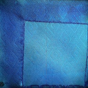 Bounty-Cerulean Blue-2, Ink, pigment, repurposed paper, 11.5 x 11.5