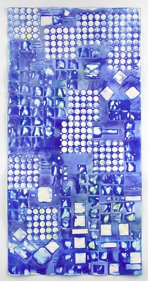 Seeking the Sound of Cobalt Blue_Tile Capture_2016_detail_ ink, acrylic, on museum board, 96 x 48 inches