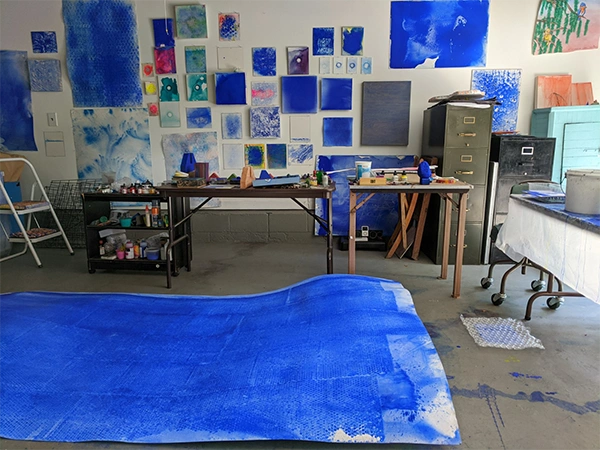 Ellen Hackl Fagan in her studio