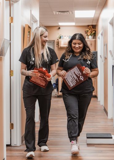 Med spa office nurses ready to provide cosmetic botox and lip filler for patients