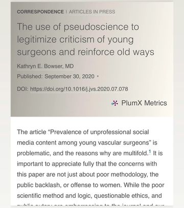 JVS Journal of vascular surgery the use of pseudoscience to legitimize criticism of young surgeons a