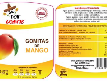 Gomitas Gourmet con Sabor a Mango- Fabricadas 100% artesanal con  sabor original a pulpa de mango.