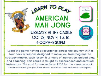 Intro Mah Jong Classes through The Castle in Beverly  Starts 10/28/25