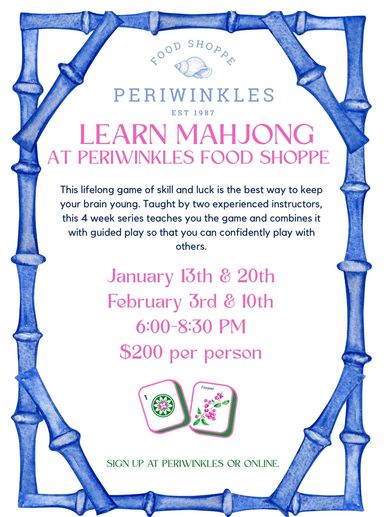 Intro Mah Jong Classes through Periwinkles Starts 1/13/26