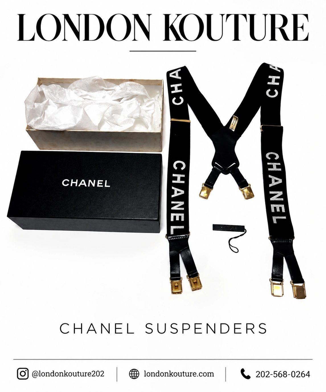 🖤 CHANEL SUSPENDERS 🖤

Elevate your style with these stunning black Chanel Suspenders🖤