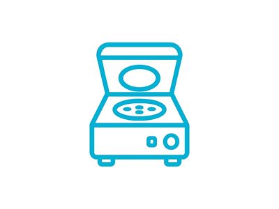 Teal and white icon of a laboratory centrifuge