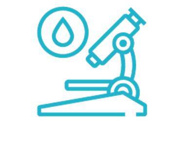 Icon of microscope and blood drop icon