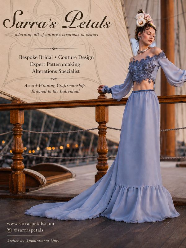 Elegant bridal couture by Sarra's Petals featuring bespoke design and expert craftsmanship.