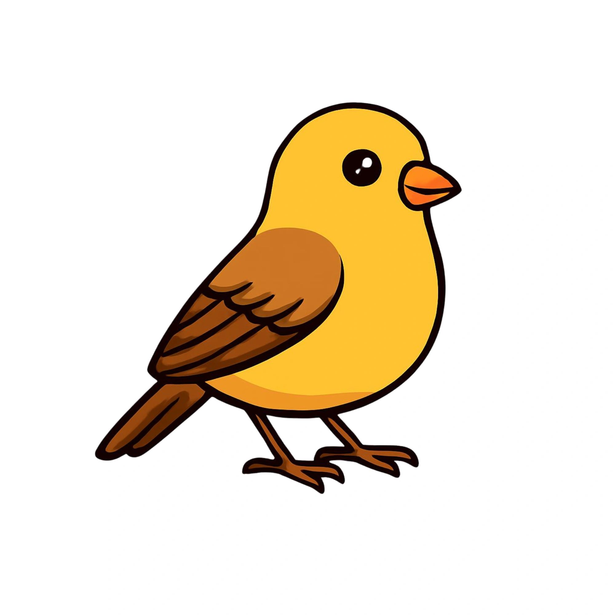 Cartoon yellow bird with brown wings.