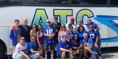 Group on charter going to sports event on an ATC Bus Charter coach