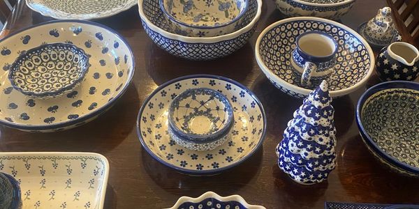 Polish Pottery, bowls, kitchenwares and ceramics at a Mercanti estate sale in Fairfield, California