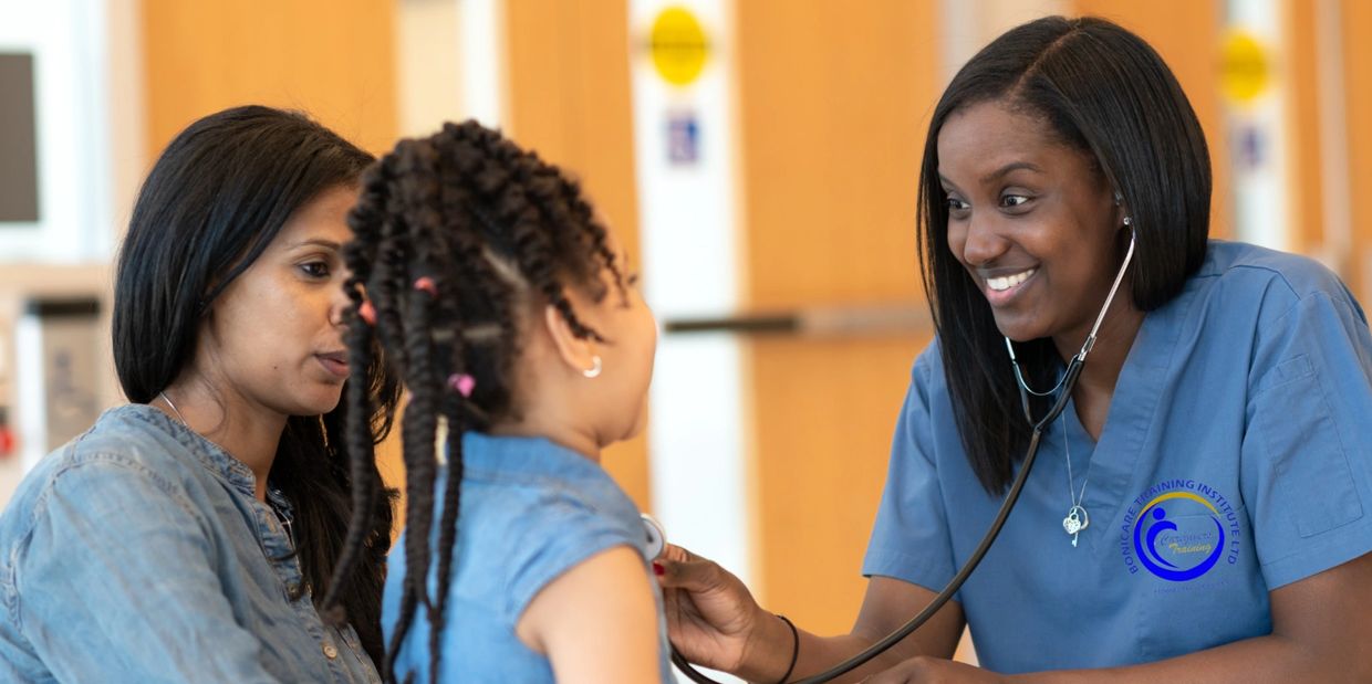 Bonicare caregiver testing a kid in Nairobi Kenya