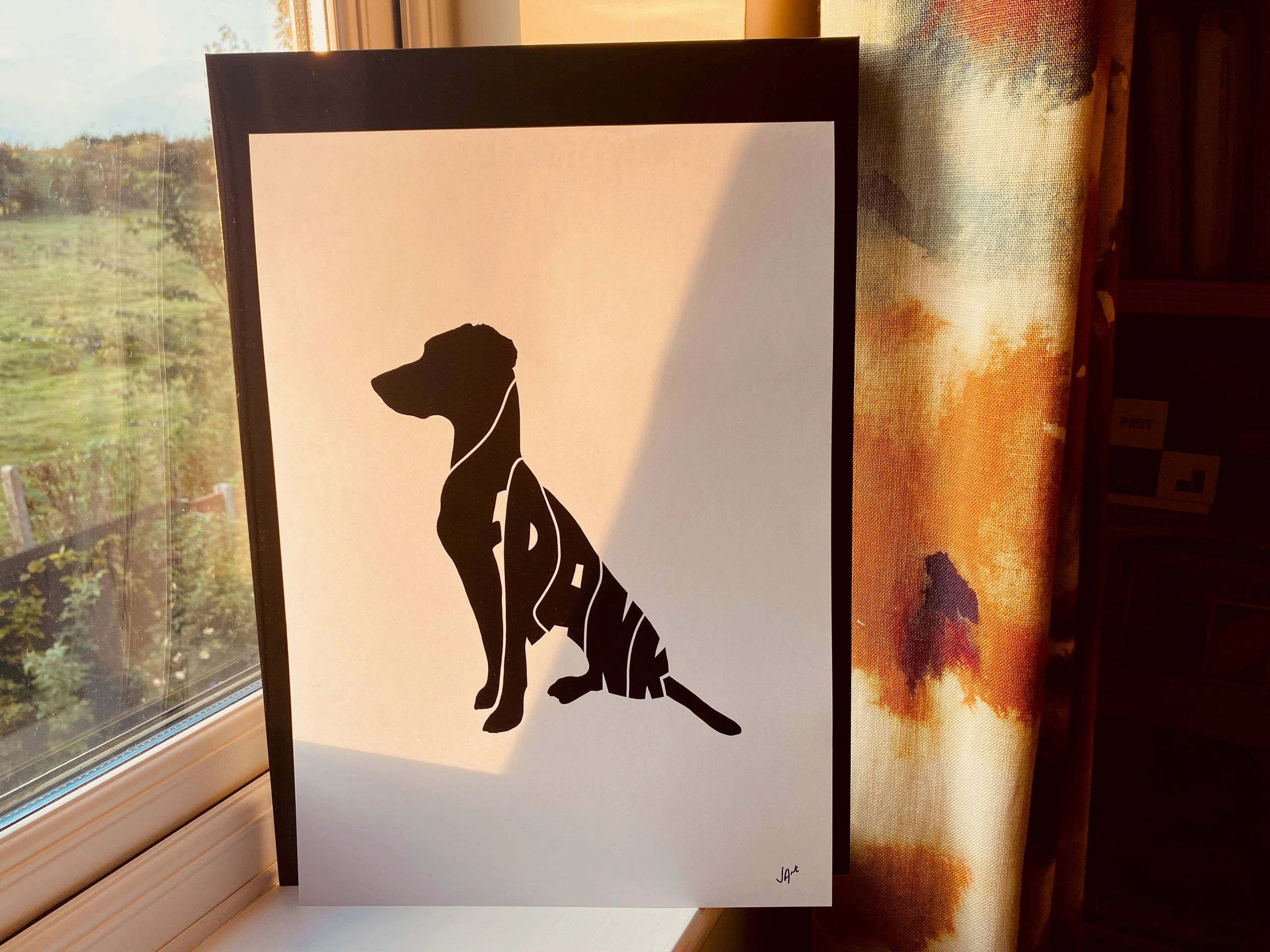 A3 print of Frank drawn as a plush pet portrait