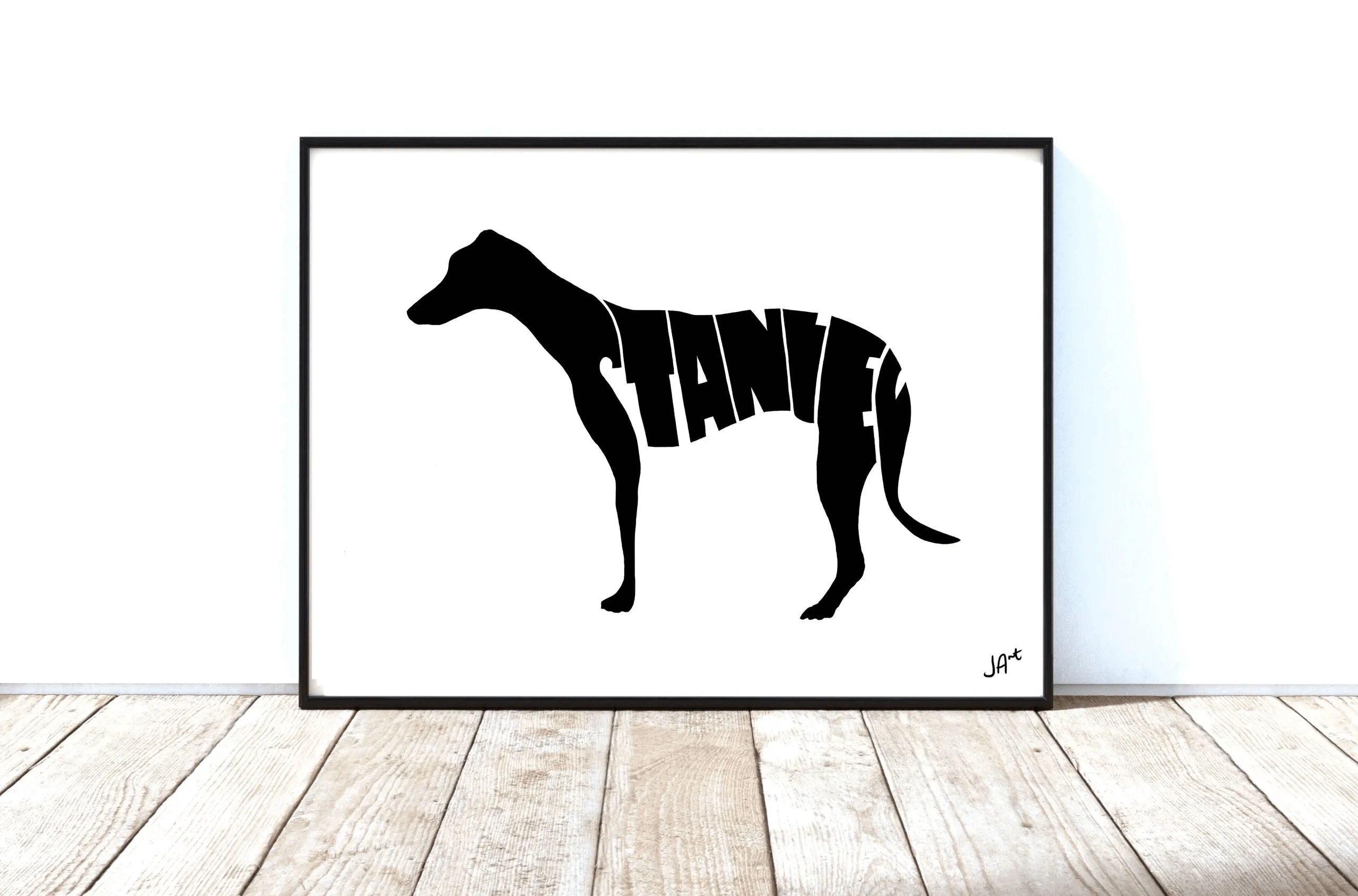 Personalised Pet Portrait using the letters in the name Stanley as an A4/A3 print,Jonny Acheson Art