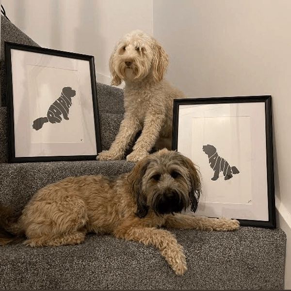 Personalised pet portrait of Ralph and Annie. Jonny Acheson Art