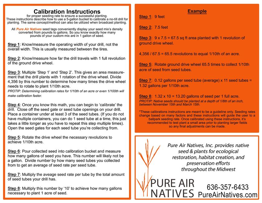 Drill Calibration Pure Air Natives