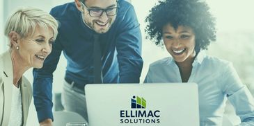 Team collaborating over a computer