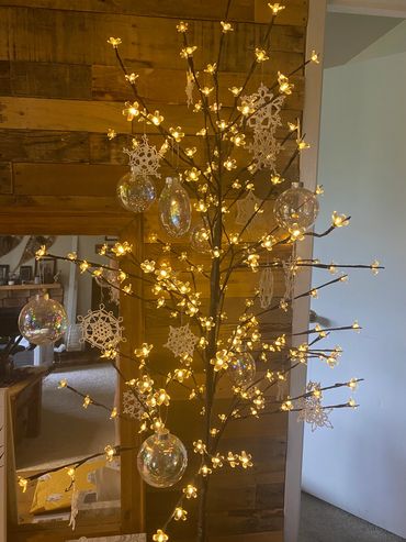 Delicate snowfall Park City, Utah Christmas Bare Branch Tree