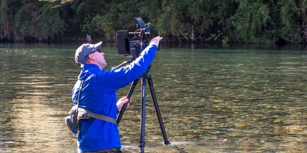 Rhett Cutrell with RED Camera in Chile. Rafting Film.