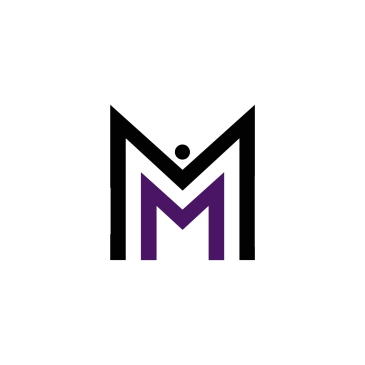 Stylized double letter M logo with a dot above.