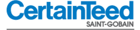 Logo of CertainTeed Saint-Gobain in blue and gray.