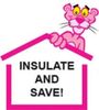Pink Panther promoting insulation with a savings message.