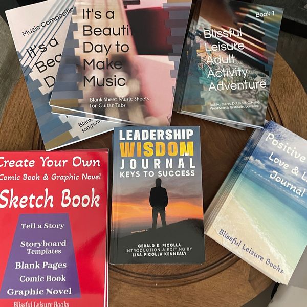 Blissful Leisure original books including journals, activity, and art books
