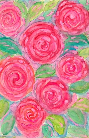 A painting with many roses