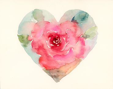 Painting of a heart with a rose