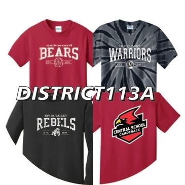 District 113A Shirts
Dist 113a Screen print
Oakwood Elementary shirts
Lemont Central Elem
River Vall