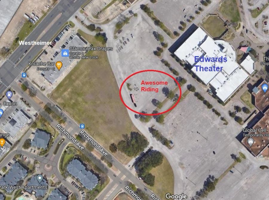 Map showing the Awesome Riding West range at West Oaks Mall