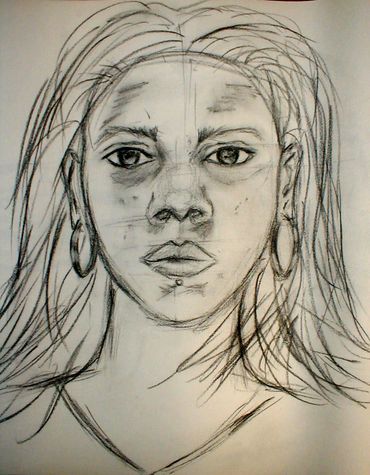 "20 MIN PORTRAIT" © 2000 ERICA PURNELL- CHARCOAL ON NEWSPRINT