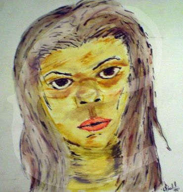"GOLDIE, PORTRAIT" © 1999 ERICA PURNELL- WATERCOLOR AND INK ON BRISTOL