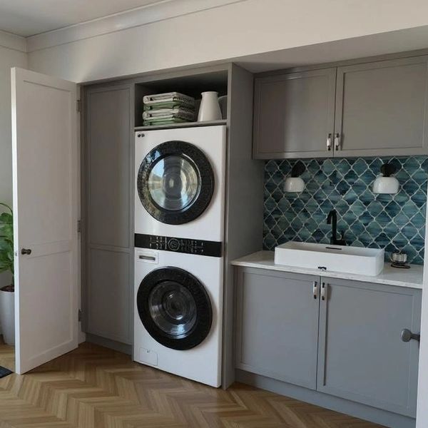 European Laundry, space saving laundry, euro laundry, shaker style laundry.
