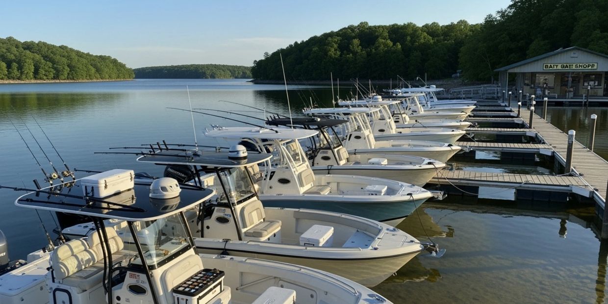 Multiple boats in the water tied to boat docks