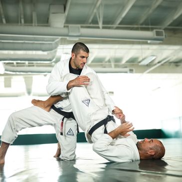 Rener and Ryron Gracie practising Gracie Jiu Jitsu