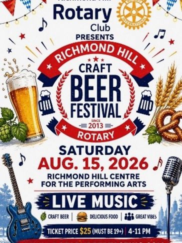 Richmond Hill Craft Beer Festival poster with event details and live music.